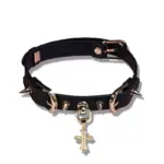 SexLure Double Spiked Punk Leather Collar with Adjustable Fit - Image 2