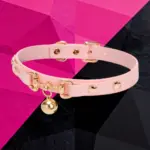 SexLure Pink Heart Collar Adjustable Gold Bell Charming Pet Accessory