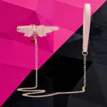 SexLure Pink Butterfly Bell Choker – Adjustable PU Neck Accessory with Zinc Alloy Bell, Elegant Bow Design, Lightweight Fashion Style