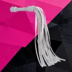 SexLure 60cm Silver Glitter Leather Whip, Durable Leather, Non-Shedding, Stylish Play Accessory