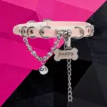 SexLure Snake Pattern White Collar, Adjustable 36-48cm, 2cm Width, Includes Leash, Stylish Play Accessory