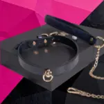 SexLure Snake Pattern PU Collar with Adjustable Strap and Leash for Private Styling