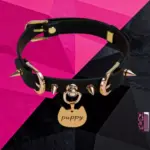 SexLure Double Spiked Punk Leather Collar with Adjustable Fit