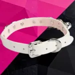 SexLure White Snakeskin PU Collar with Leash Puppy Style