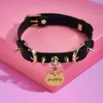 SexLure Double Spiked Punk Leather Collar with Adjustable Fit - Image 4