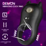 SexLure Demon Vibrating Cock Ring Liquid Silicone 10 Modes Magnetic Charging Waterproof - Image 5