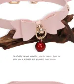 SexLure Pink Butterfly Bell Choker – Adjustable PU Neck Accessory with Zinc Alloy Bell, Elegant Bow Design, Lightweight Fashion Style - Image 6